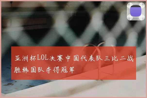 亚洲杯LOL决赛中国代表队三比二战胜韩国队夺得冠军